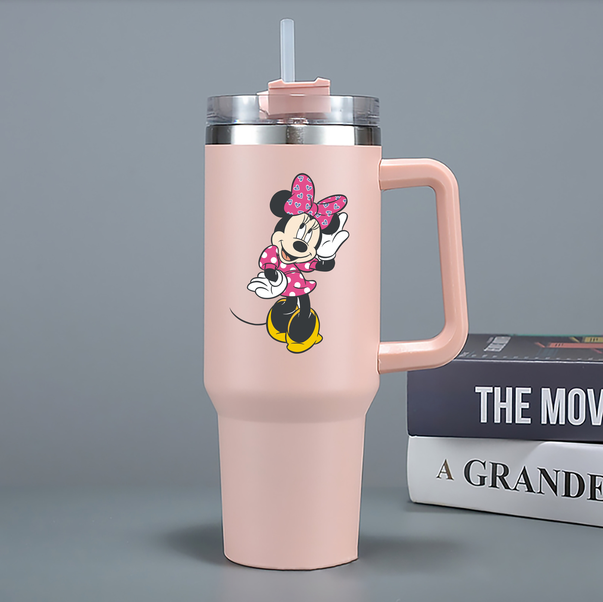 （画像用） ミッキーマウス Mickey Mouse 1200mL車用タンブラー - クリスタルステッカー（プラスチックストロー付き）
